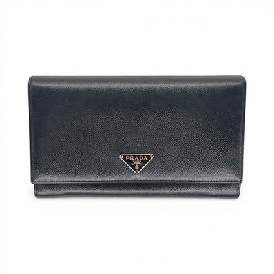 Prada Saffiano Leder Geldbörse Schwarz – Luxury Wallet Nero - vintageconcierge