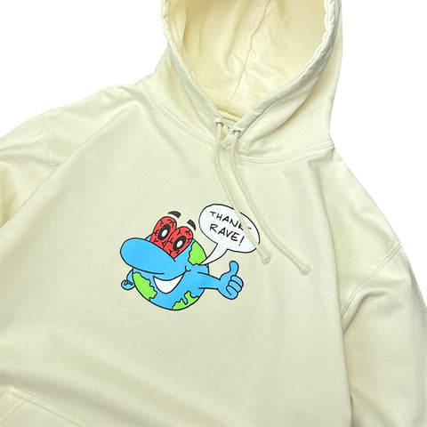 Rave Skate „THANKS RAVE!” Hoodie Beige - vintageconcierge