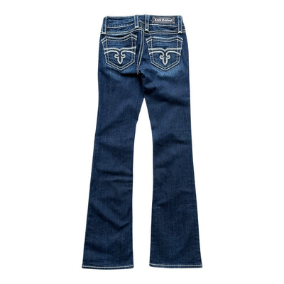 Rock Revival Y2K Low Waist Bootcut Jeans, Slim Fit, hellblau, mit Bund und typischem Jeans-Design sichtbar