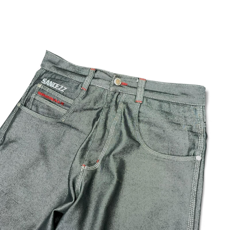 Sancezz Vintage Y2K Hip - Hop Jeans Silber - vintageconcierge