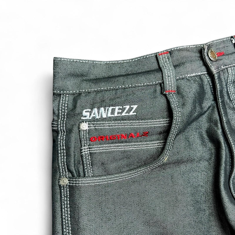 Sancezz Vintage Y2K Hip - Hop Jeans Silber - vintageconcierge