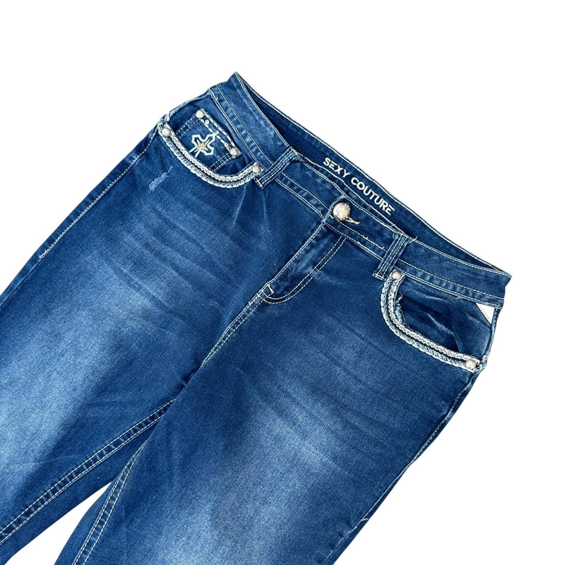 Sexy Couture Flared Jeans – Cross Stitch Y2K Denim - vintageconcierge