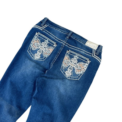 Sexy Couture Flared Jeans – Cross Stitch Y2K Denim - vintageconcierge