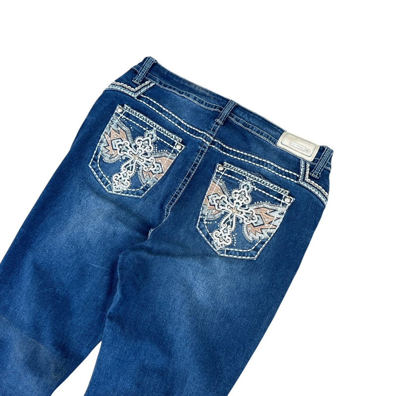 Sexy Couture Flared Jeans – Cross Stitch Y2K Denim - vintageconcierge