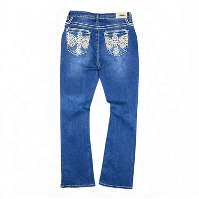 Sexy Couture Flared Jeans - Cross Stitch Y2K Denim - vintageconcierge