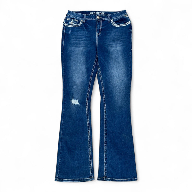 Sexy Couture Flared Jeans – Cross Stitch Y2K Denim - vintageconcierge