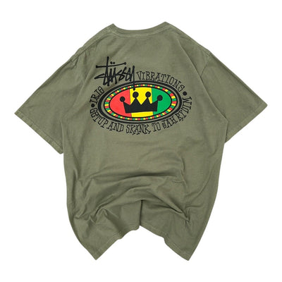 Stüssy Jamaica Crown T-Shirt olive | M - vintageconcierge