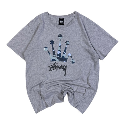 Stüssy Crown Logo T-Shirt Grey Vintage | M - vintageconcierge