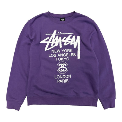 Stüssy World Tour Sweatshirt Purple - vintageconcierge