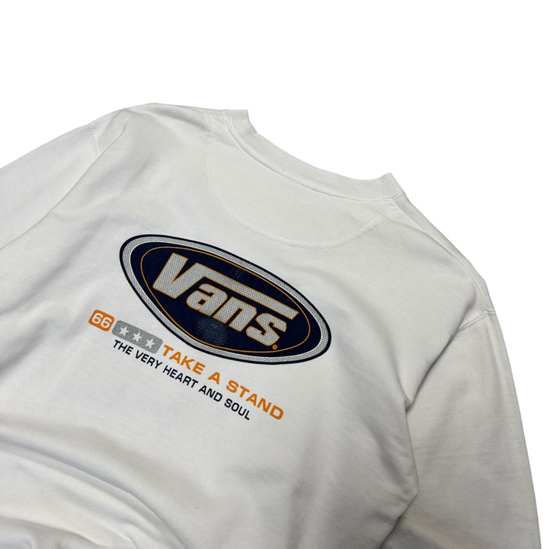 Vans Vintage Sweatshirt – White Crewneck mit Logo - Print - vintageconcierge