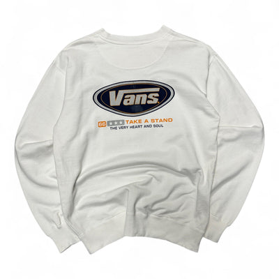 Vans Vintage Sweatshirt – White Crewneck mit Logo - Print - vintageconcierge