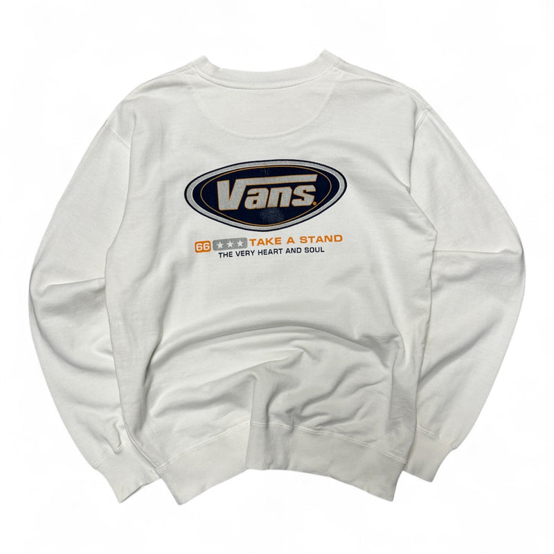 Vans Vintage Sweatshirt – White Crewneck mit Logo - Print - vintageconcierge