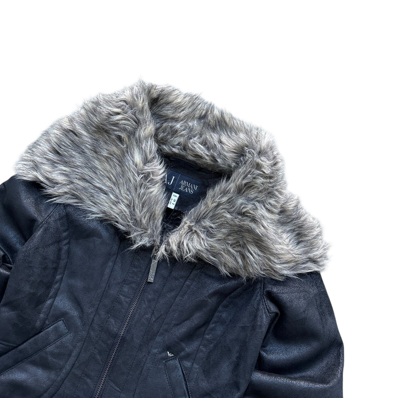 Vintage Armani Jeans Y2K Fur Jacke - vintageconcierge