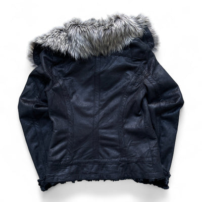 Vintage Armani Jeans Y2K Fur Jacke - vintageconcierge