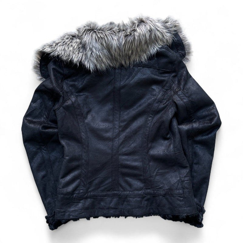 Vintage Armani Jeans Y2K Fur Jacke - vintageconcierge