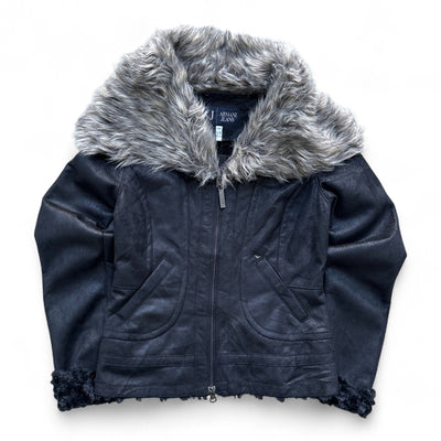 Vintage Armani Jeans Y2K Fur Jacke - vintageconcierge