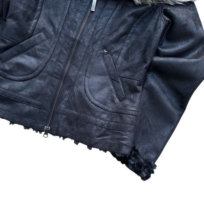 Vintage Armani Jeans Y2K Fur Jacke - vintageconcierge