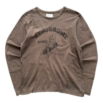 Vintage Avirex "Aerodrome" Military Longsleeve – Braun/Khaki | L - vintageconcierge