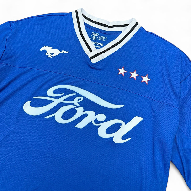 Vintage Ford Mustang Polo Shirt Blau - vintageconcierge