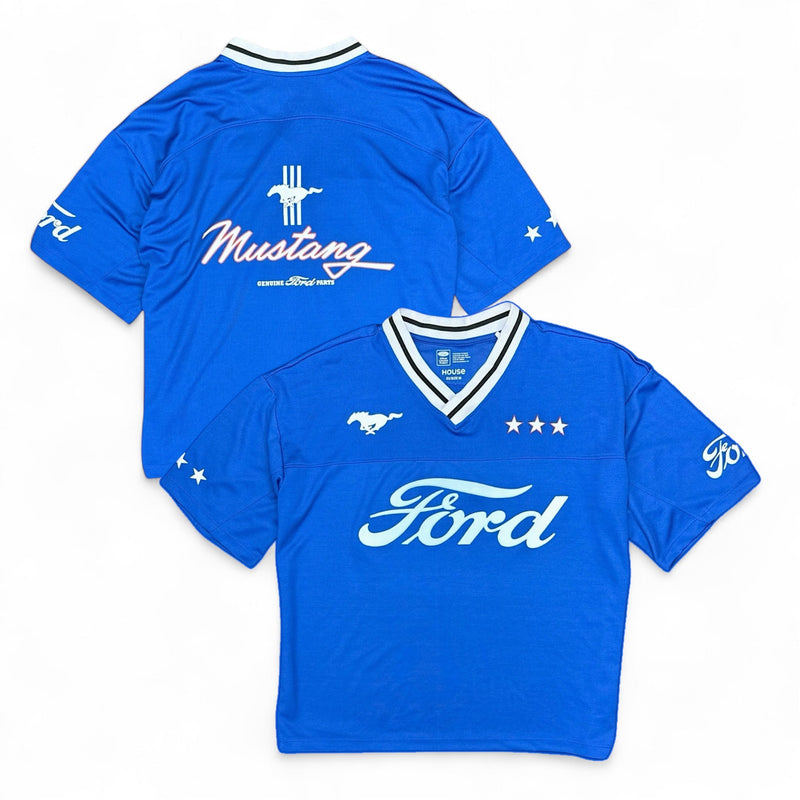 Vintage Ford Mustang Polo Shirt Blau - vintageconcierge