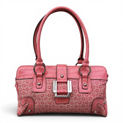 Vintage Guess Monogram Shoulder Bag Pink - vintageconcierge