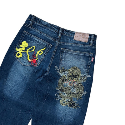 Vintage Japanese Denim Dragon Jeans - vintageconcierge
