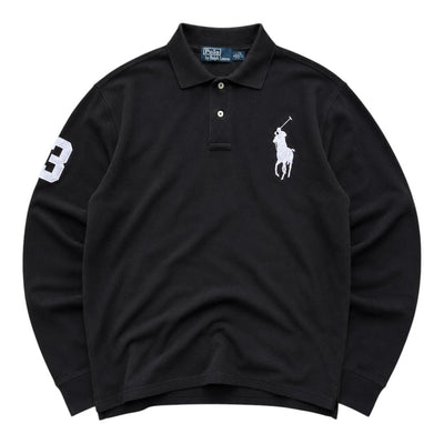 Vintage Polo Ralph Lauren Big Pony Rugby Longsleeve Schwarz | L - vintageconcierge