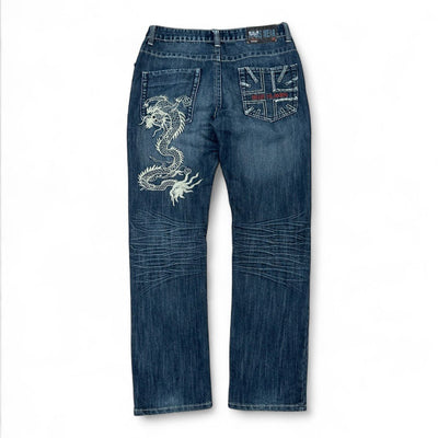 Vintage Y2K Dragon Great Britain Jeans - vintageconcierge