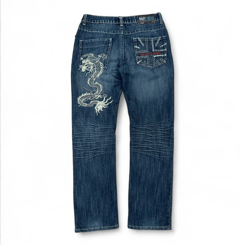 Vintage Y2K Dragon Great Britain Jeans - vintageconcierge