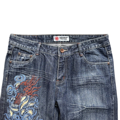 Vintage Y2K Japanese Dragon Denim Jeans - vintageconcierge