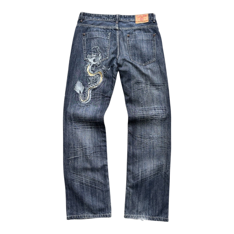 Vintage Y2K Japanese Dragon Denim Jeans - vintageconcierge