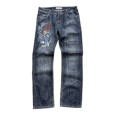 Vintage Y2K Japanese Dragon Denim Jeans - vintageconcierge