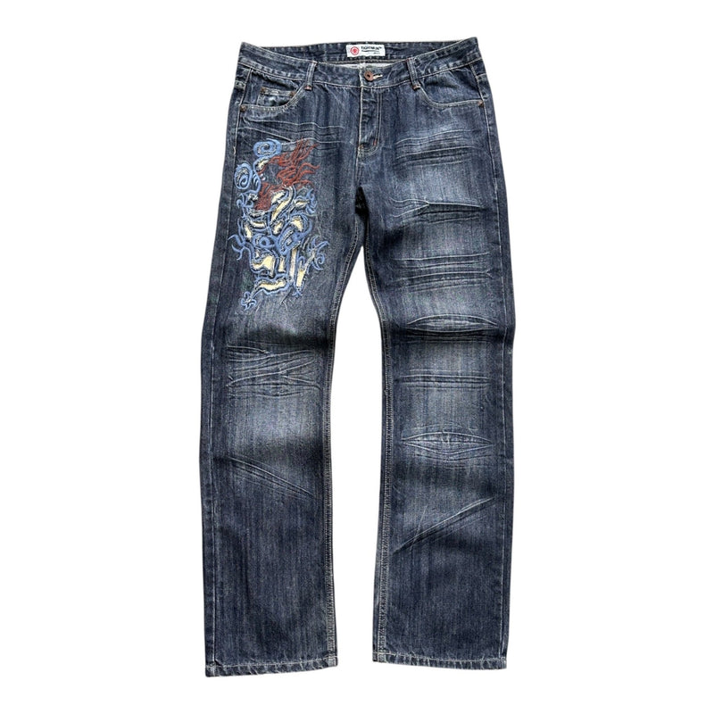 Vintage Y2K Japanese Dragon Denim Jeans - vintageconcierge