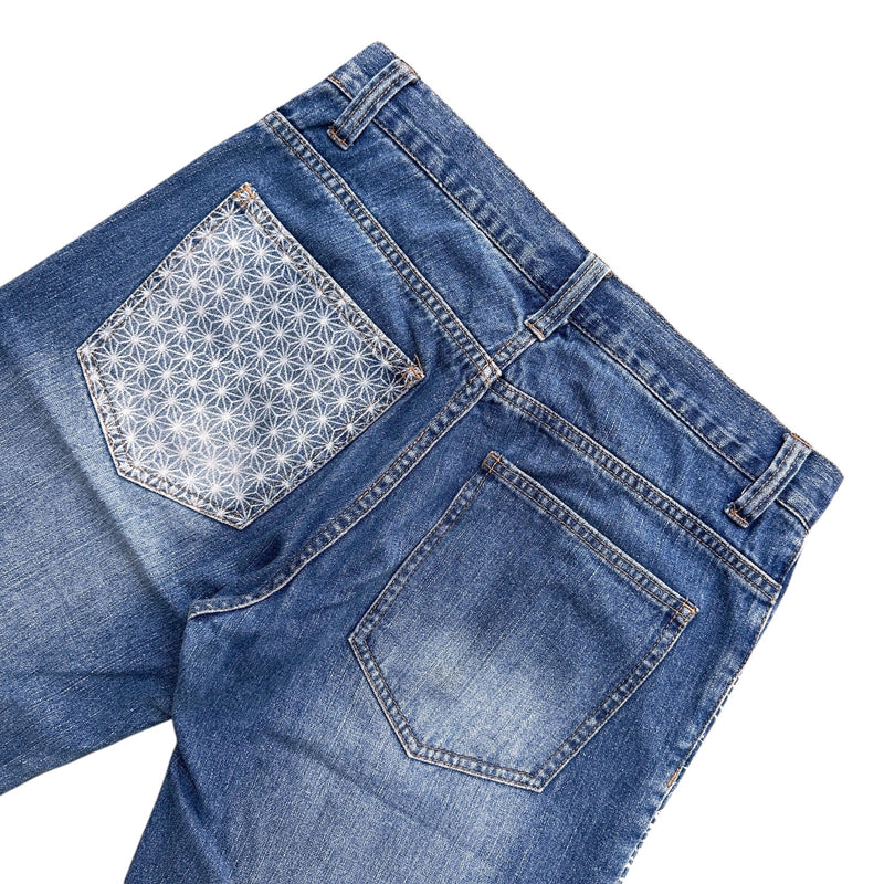 Y2K Dragon Embroidered Denim Jorts – Loose Fit Shorts mit Koistickerei - vintageconcierge