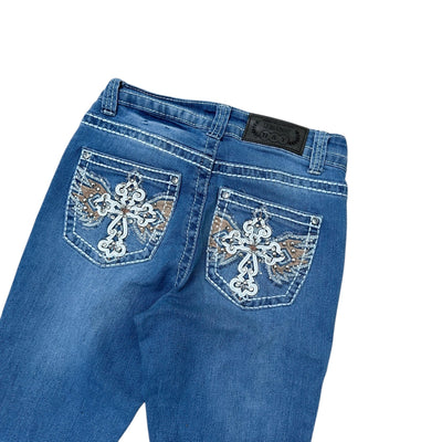 Y2K Vintage Bootcut Jeans – Glitzerjeans mit Rhinestones - vintageconcierge