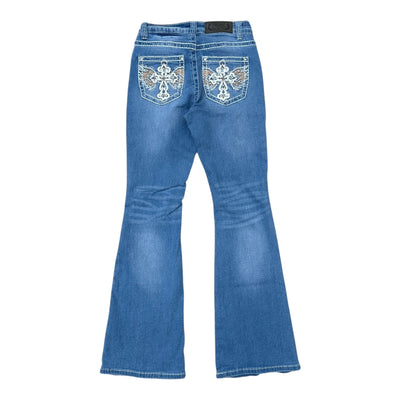 Y2K Vintage Bootcut Jeans – Glitzerjeans mit Rhinestones - vintageconcierge