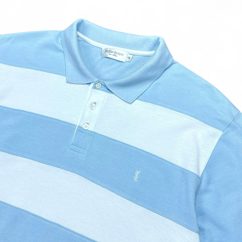 Yves Saint Laurent YSL Polo Shirt Baby Blau Weiß - vintageconcierge