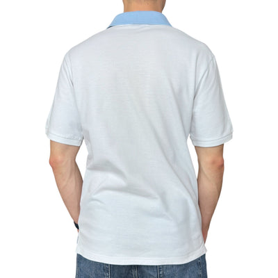 Yves Saint Laurent YSL Spellout Polo Shirt Baby Blau Weiß - vintageconcierge