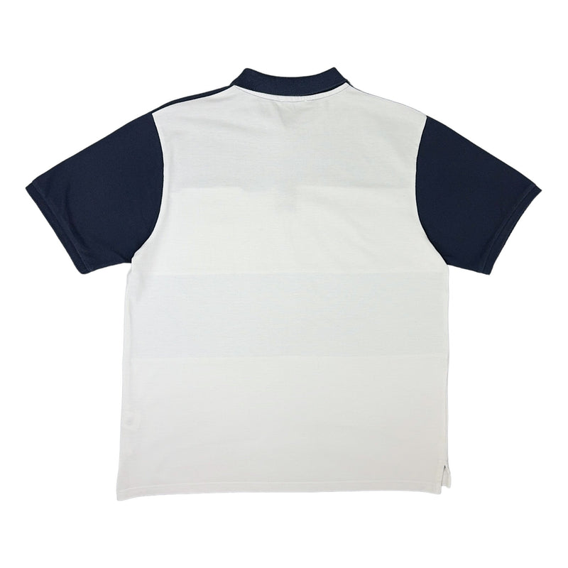 Yves Saint Laurent YSL Spellout Vintage Polo Shirt Weiß Navy BabyBlau - vintageconcierge