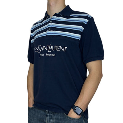 Yves Saint Laurent YSL Striped Polo Shirt - vintageconcierge