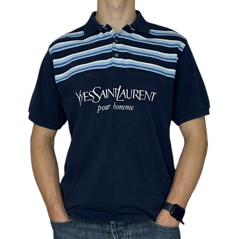 Yves Saint Laurent YSL Striped Polo Shirt - vintageconcierge