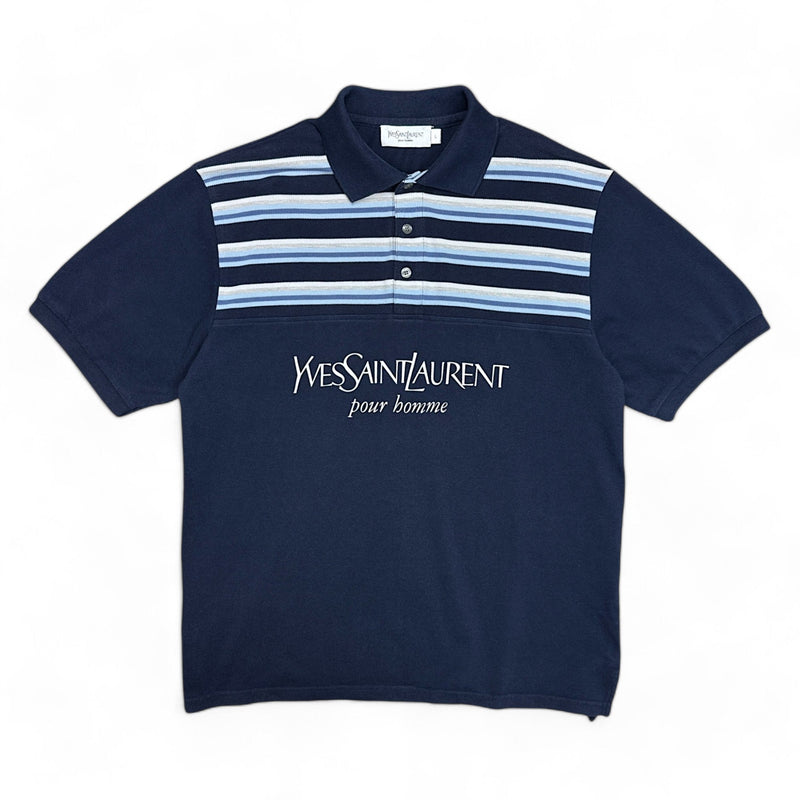 Yves Saint Laurent YSL Striped Polo Shirt - vintageconcierge