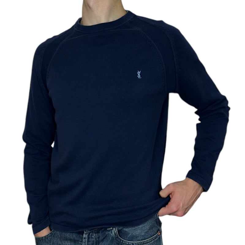 Yves Saint Laurent YSL Vintage Knit Sweater Navy - vintageconcierge