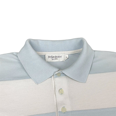 Yves Saint Laurent YSL Vintage Polo Shirt Weiß BabyBlau - vintageconcierge