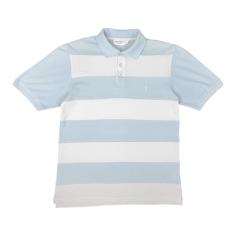 Yves Saint Laurent YSL Vintage Polo Shirt Weiß BabyBlau - vintageconcierge