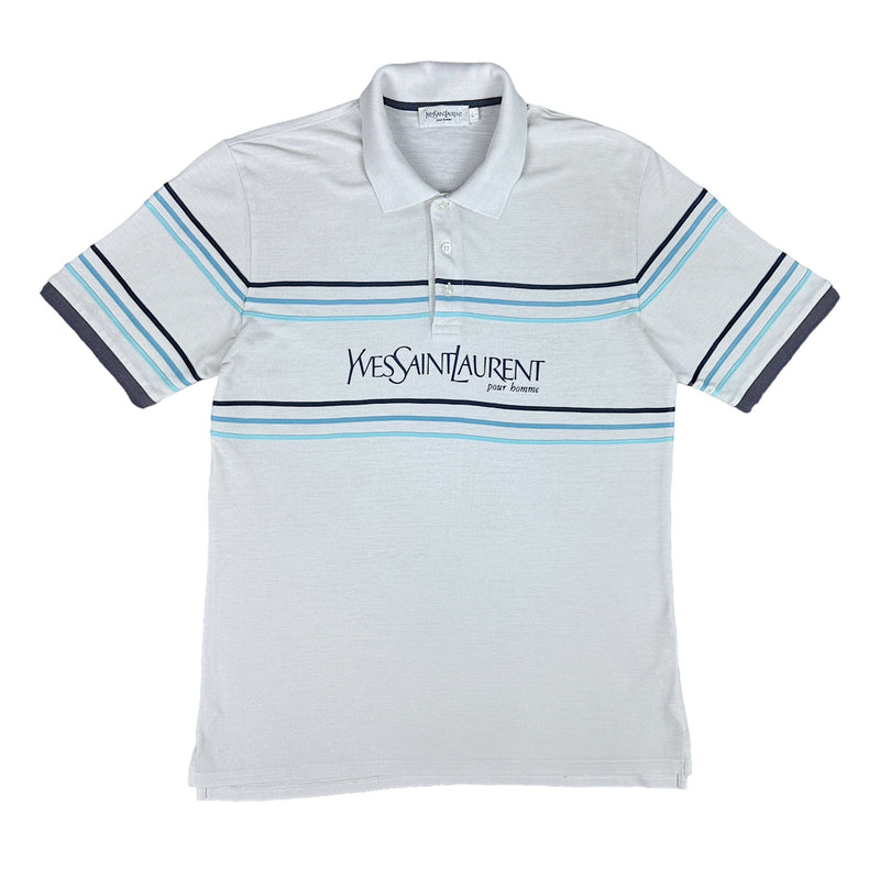 Yves Saint Laurent YSL Vintage Spellout Polo Shirt Weiß - vintageconcierge