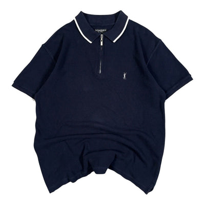 Yves Saint Laurent YSL Vintage Zip Polo Shirt Navy | M - vintageconcierge