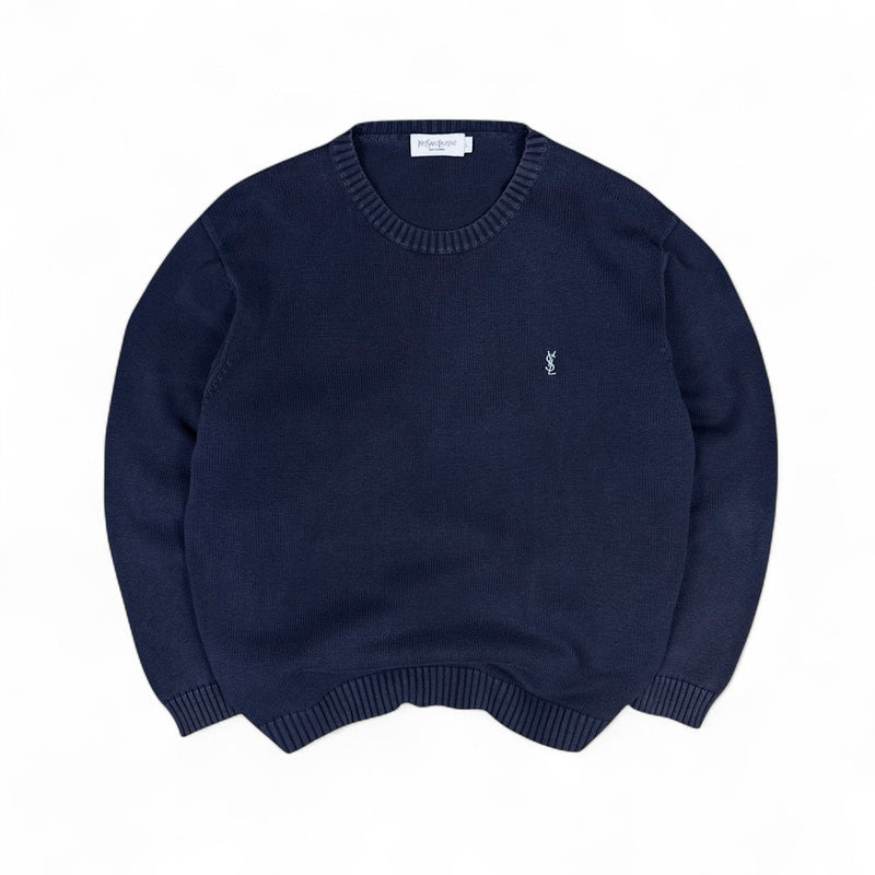 Yves Saint Laurent YSL Y2K Sweater Navy - vintageconcierge