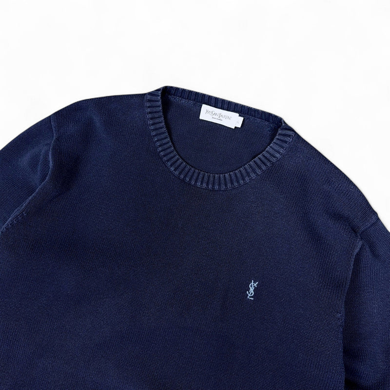 Yves Saint Laurent YSL Y2K Sweater Navy - vintageconcierge