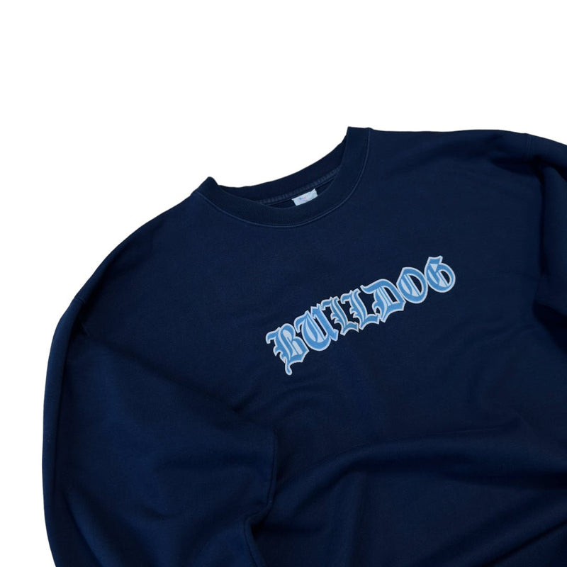 Bulldog Vintage Rap Hip-Hop Sweater Navy - vintageconcierge